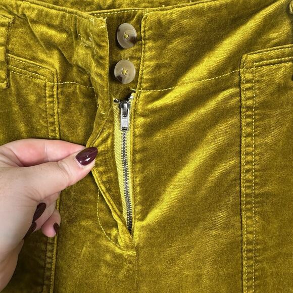 Maeve Anthropologie Women’s Naomi Chartreuse Velvet Trouser Pants Size 8 - Picture 8 of 15